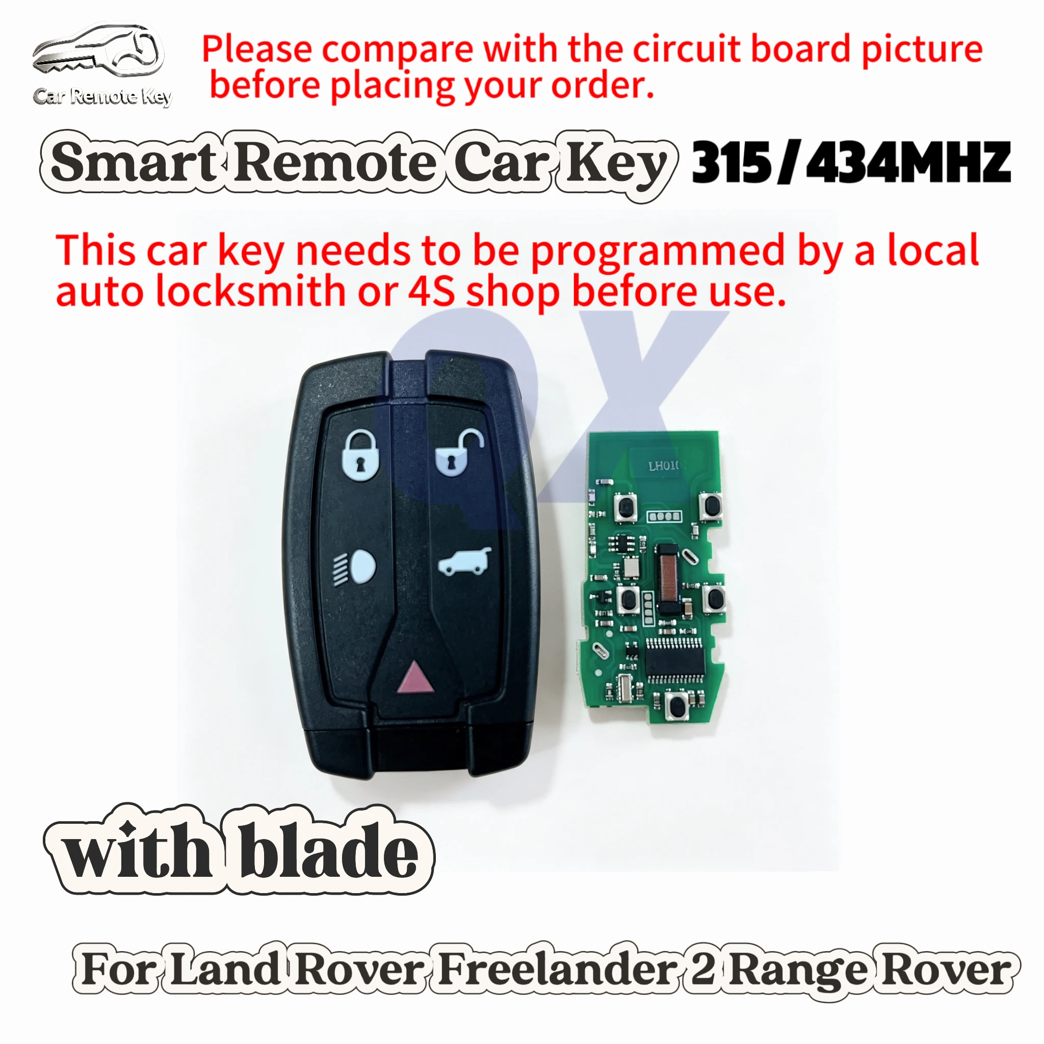Smart Remote Car Key and shell Compatible For Land Rover Freelander 2 Range Rover,ID46 434/315MHZ,with blade
