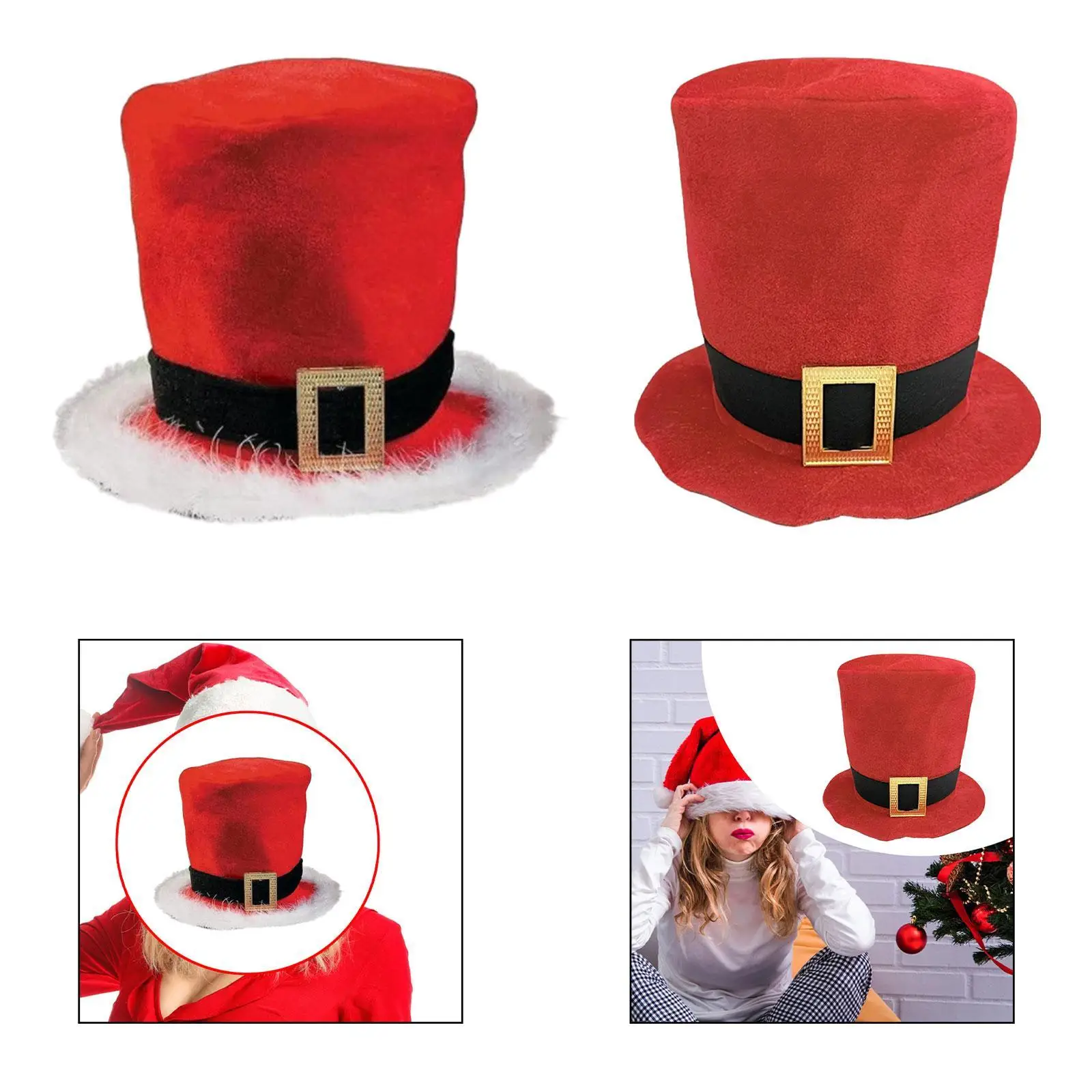 Świąteczny cylinder Miękki wystrój dla mężczyzn, kobiet i dorosłych Kostium na Boże Narodzenie