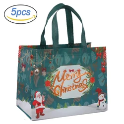 5Pcs Christmas Gift Bags Non-Woven Santa Claus Handle Bag Portable Gift Packaging Bag for Xmas Supplies New Year  2024