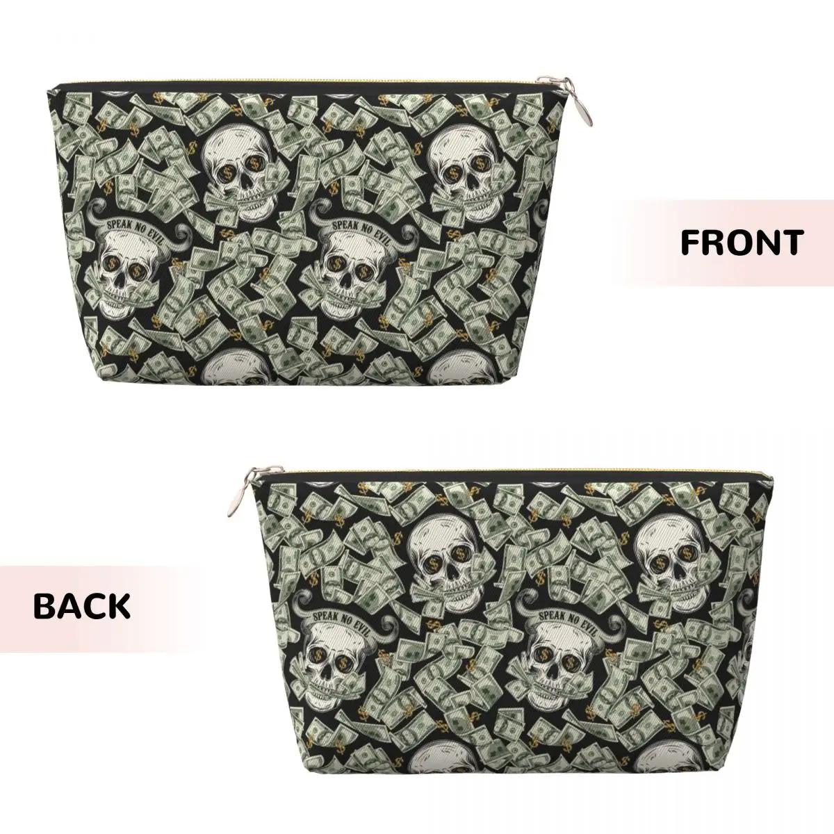 Custom Dollar Skull Pattern Travel Toiletry Bag Women Makeup Cosmetic Organizer Beauty Storage Dopp Kit