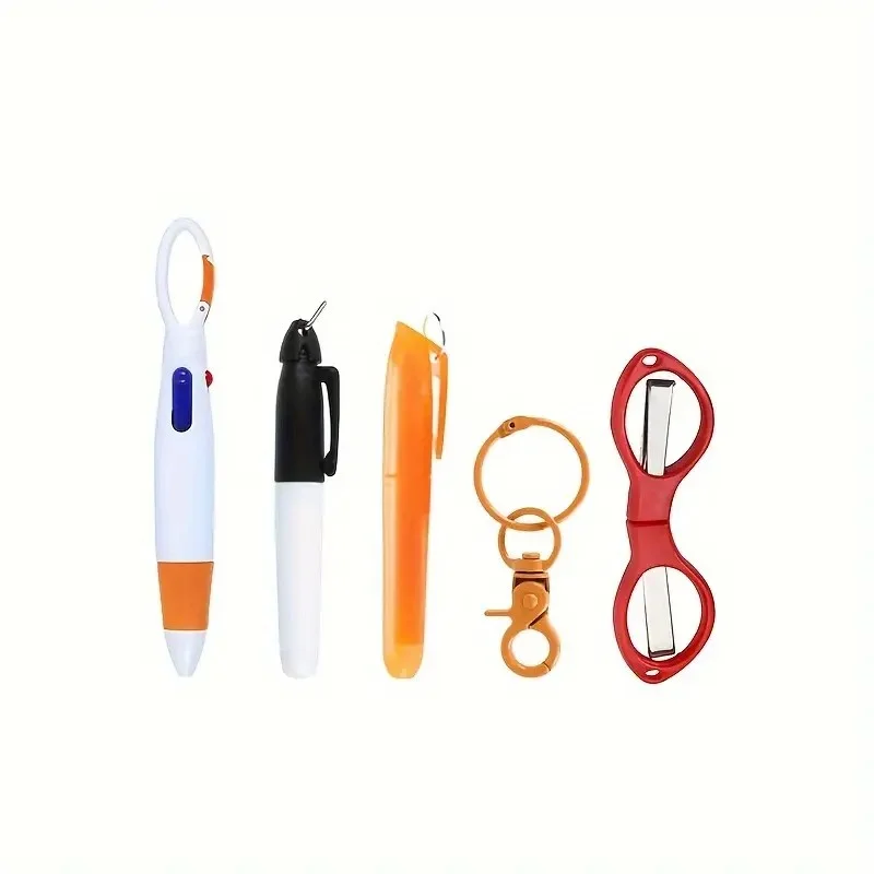 1/2 Set Multifunktions-Schlüsselanhänger-Set für Studenten und Krankenschwestern, aus strapazierfähigem PC-Material, Geschenkidee, enthält Schere, Textmarker, mehrfarbige Stifte und Marker. – Detail 6