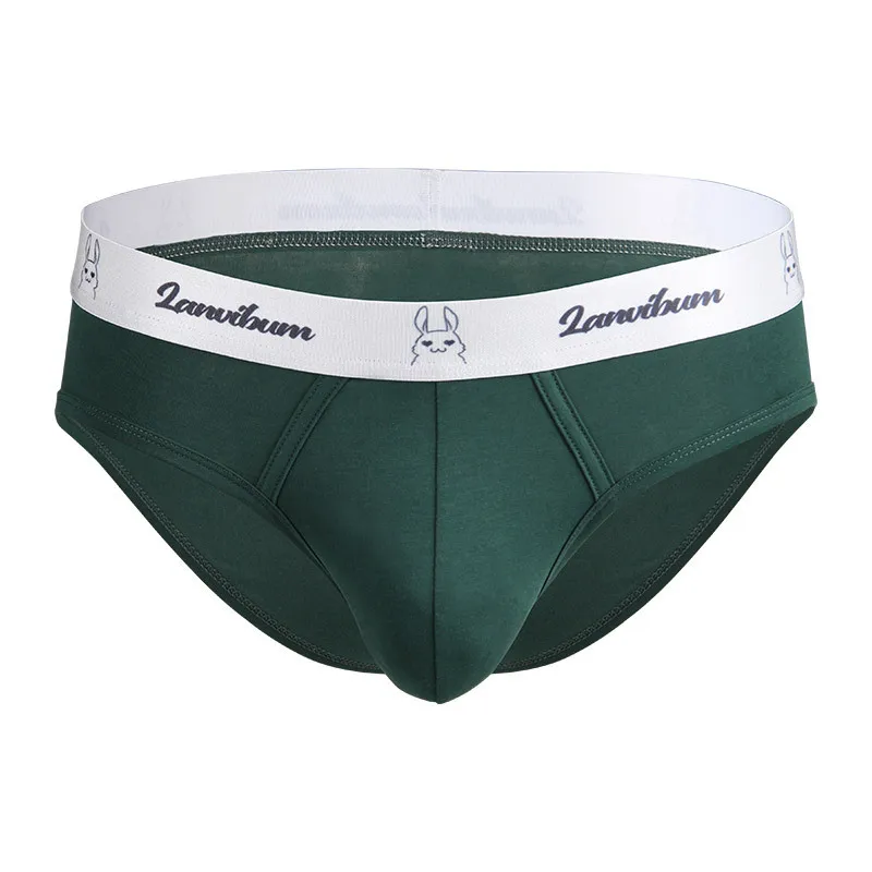 Men's Cotton Graphene Antibacterial Mid Waist Briefs Cartoon Rabbit Letter Elastic Waist Soft Breathable U Bulge Pouch Underpant