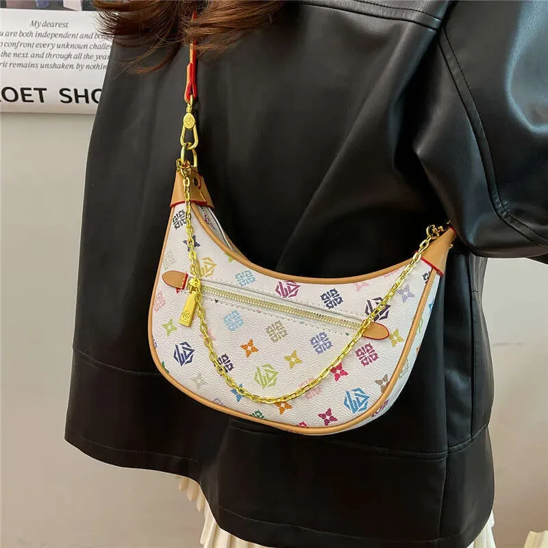 

Womens Fashion Shoulder Bags Half Moon Bags 2026 New Elegant Underarm Chain Versatile Single Crossbody Bag