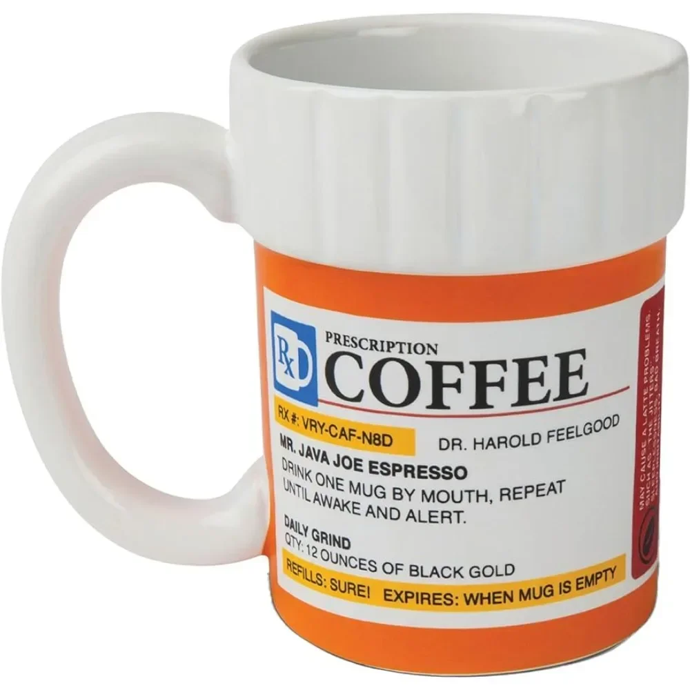 The Prescription Coffee Mug –milk Cup Hilarious 12 Oz Ceramic Coffee Cup in The Shape of A Pill Bottle – Perfect Home or Office