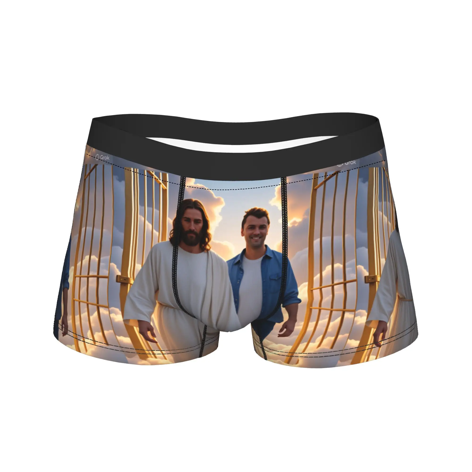Charlie Kirk Jesus Walking Clouds Underwear  Men Underpants Custom DIY Novelty Boxershorts Quality Boxer Brief Plus Size 2XL