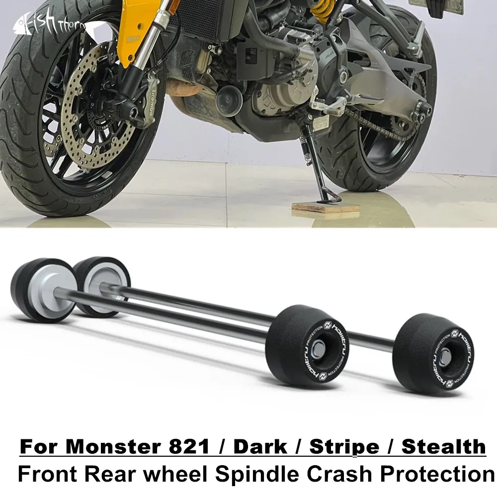 

For Ducati Monster 821 Dark Monster 821 Stripe Motorcycle Front & Rear Axle Fork Crash Sliders Wheel Protection