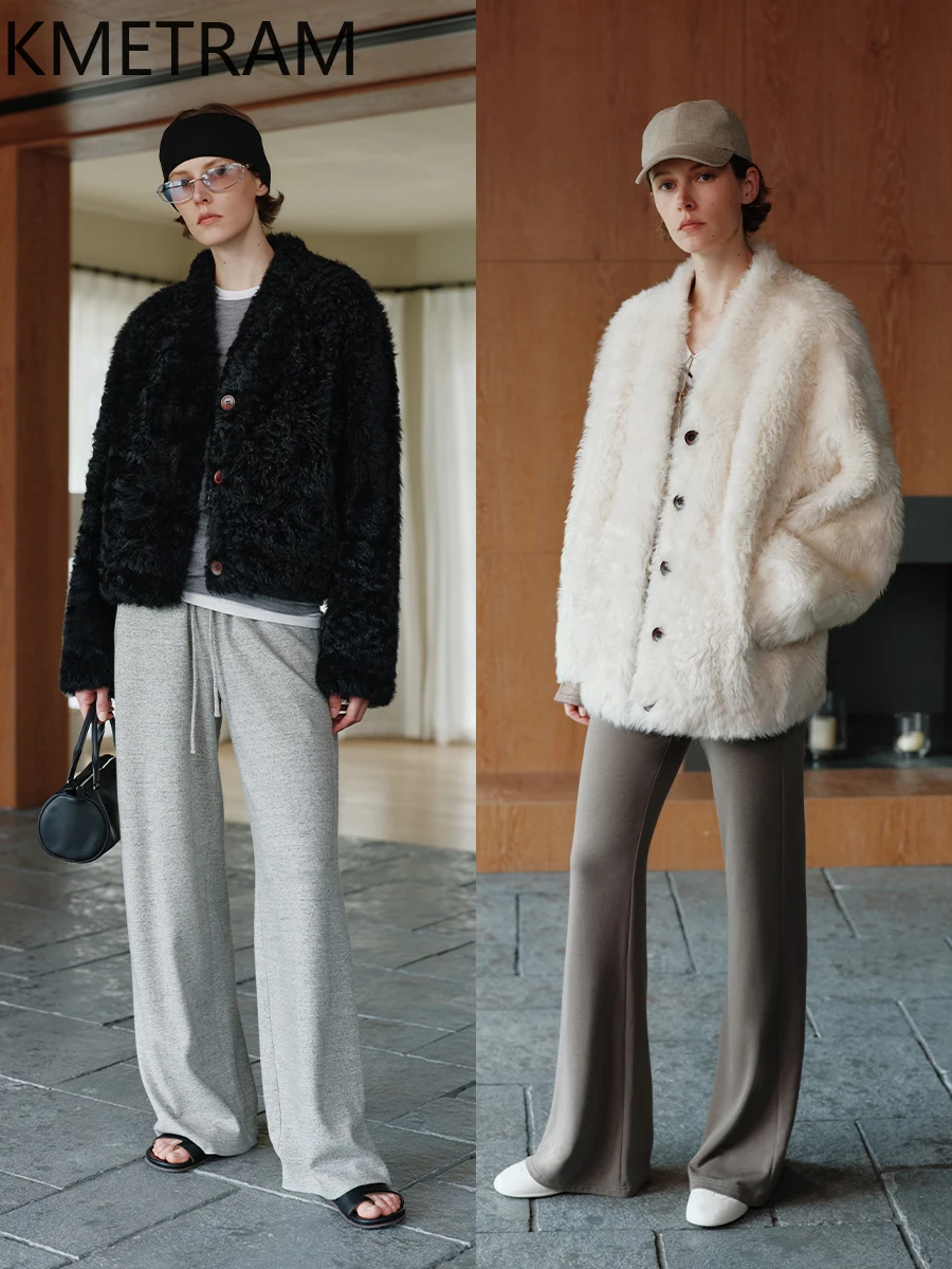 천연 투스카니 양모 양털 양면 모피 자켓 여성 캐주얼 곱슬 진짜 모피 코트 여성 겨울 의류 Fourrure 2025