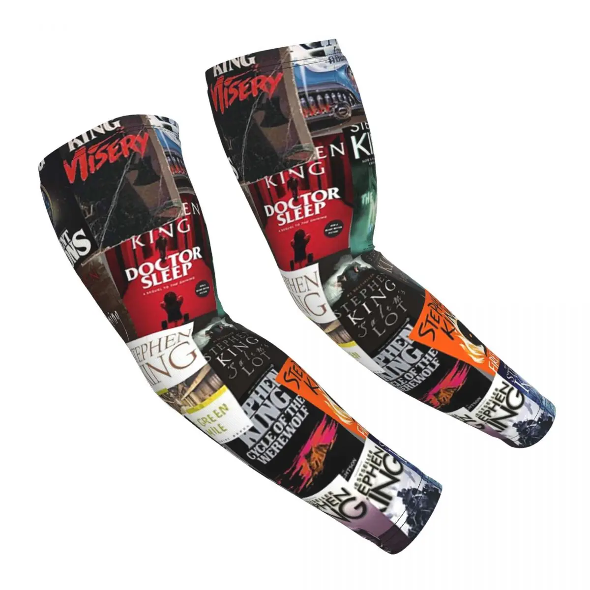 Stephen King Book Covers, Horror Bookworm Arm Sleeves Men Women Sun UV Protection Tattoo Cover Up Sports Cooling Cycling