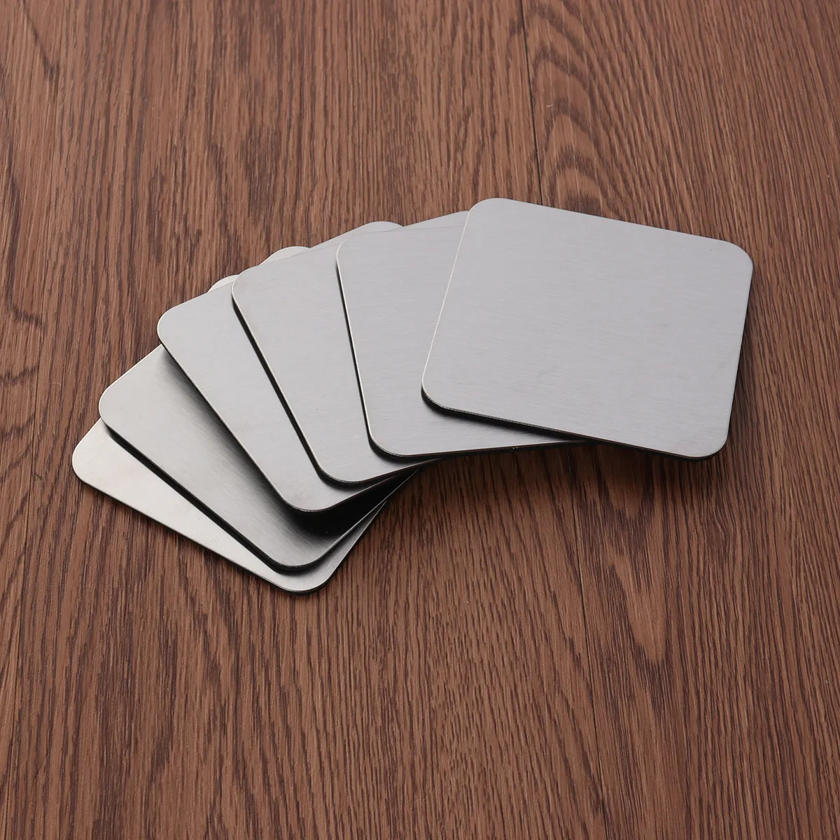 

6 Pcs Coaster Set Stainless Steel Cup Mats Non Slip Holder Heat Resistant Table Placemats Square Pads Kitchen Helper Protect