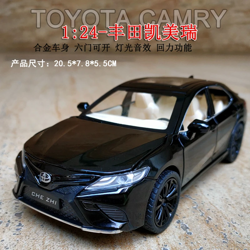 1:24 Toyota Camry Diecast Toy Vehicle Model Pull Back Sound & Light Doors Openable Educational Collection Gift Kids A165