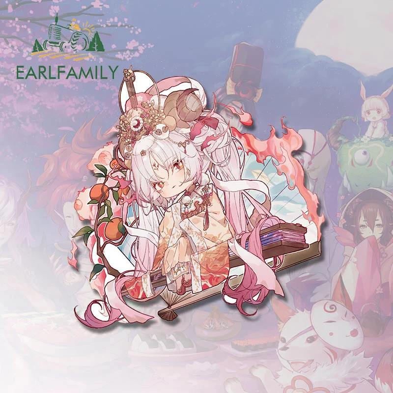 EARLFAMILY 13 سنتيمتر x 12.7 سنتيمتر ل Onmyoji لعبة إيما تشيبي ملصقات السيارات بسيطة واقية من الشمس الشارات الإبداعية ويندوز خوذة سيارة التسمية