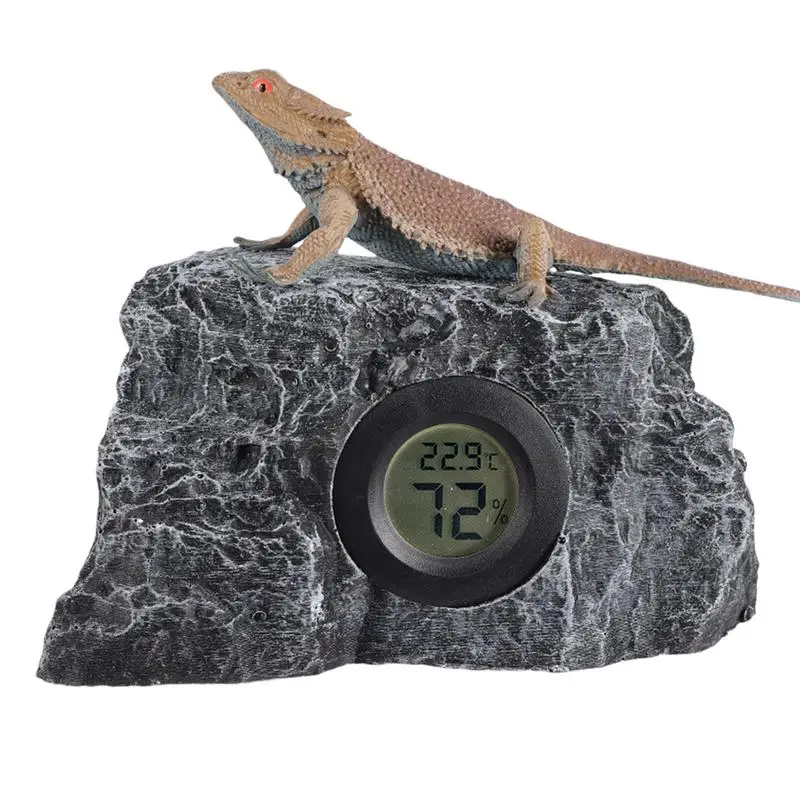 Aquarium Thermograph Digital Thermograph Hygrometer With Rocks Design Thermograph Hygrometer Reptile Tank Accessories For