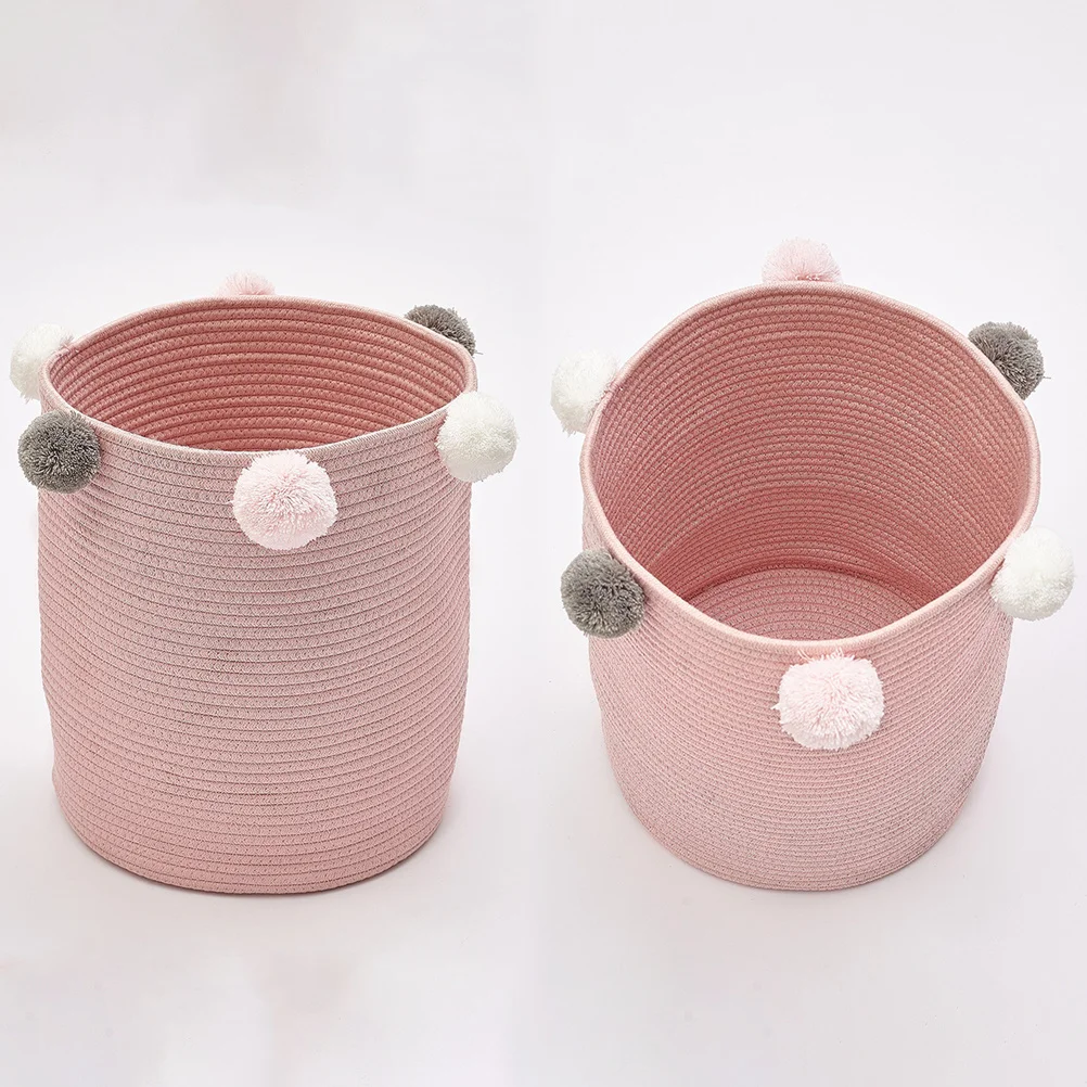 

Pink Round Laundry Basket Large Capacity Eco Friendly Clothes Storage Organizer Collection Basket for Bedroom Bathroom