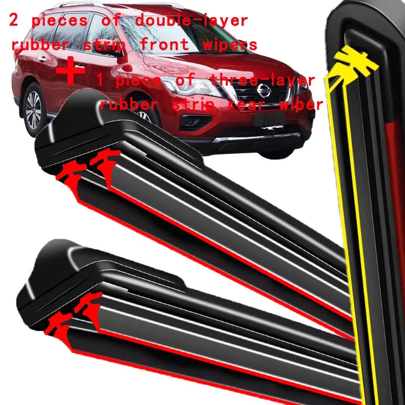 

For Nissan Pathfinder R52 2013-2020 2014 2015 2016 Wiper Front&Rear Wiper Blades Windshield Windscreen Window Brushes 26"17"12"