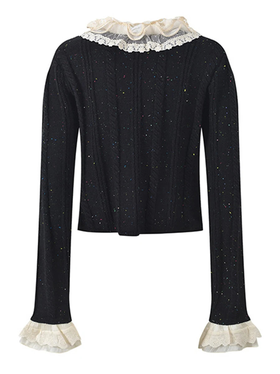 VGH Temperament Verstärktes Rüschen Abnehmen Hit Farbe Jacken Für Frauen Rundhals Langarm Herbst Chic Jacke Weibliche Mode Neue