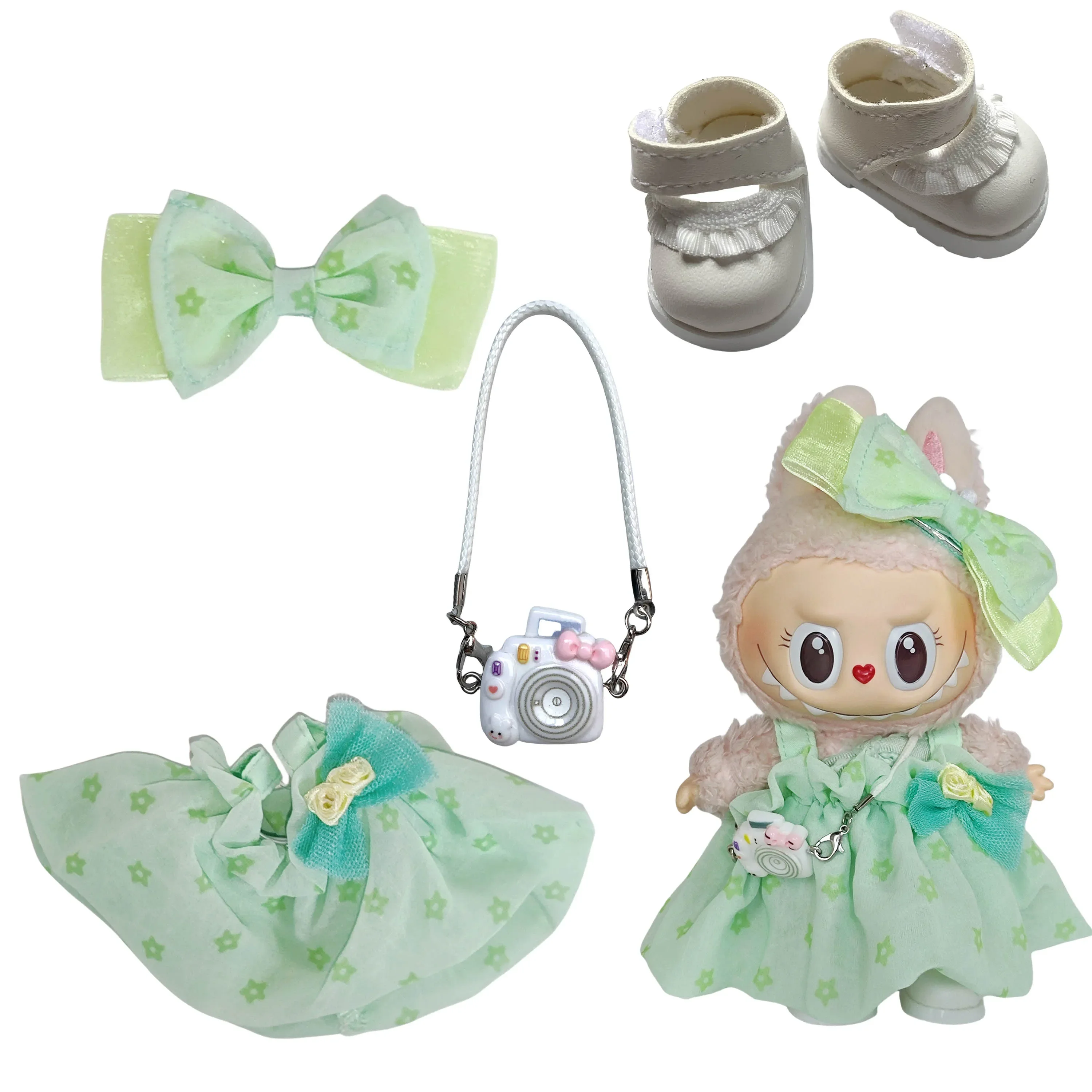 Одежда для Labubu, аксессуары для Кореи, kpop idol, ярко-розовая газовая юбка принцессы с бантом, одежда