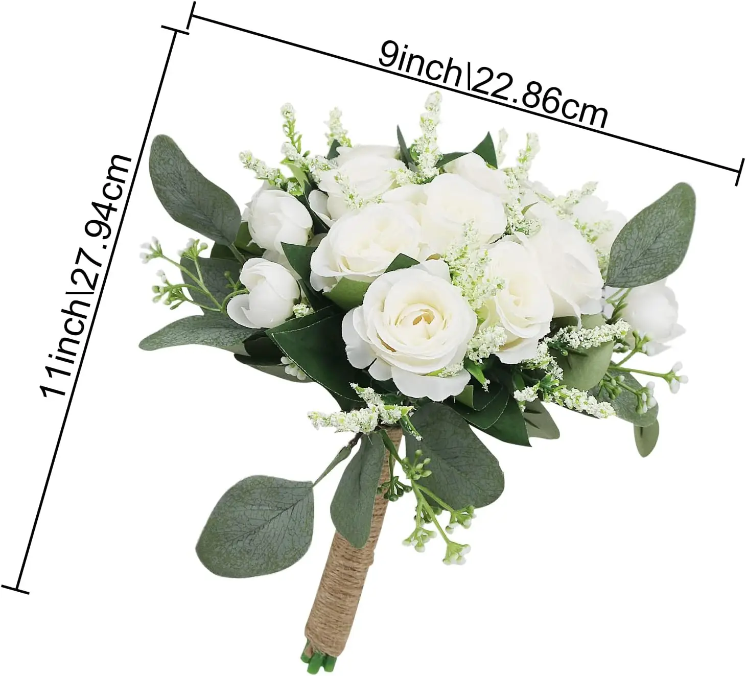 Set of 6 Bridesmaid Bouquets for Wedding -Artificial Ivory Flower Bouquet