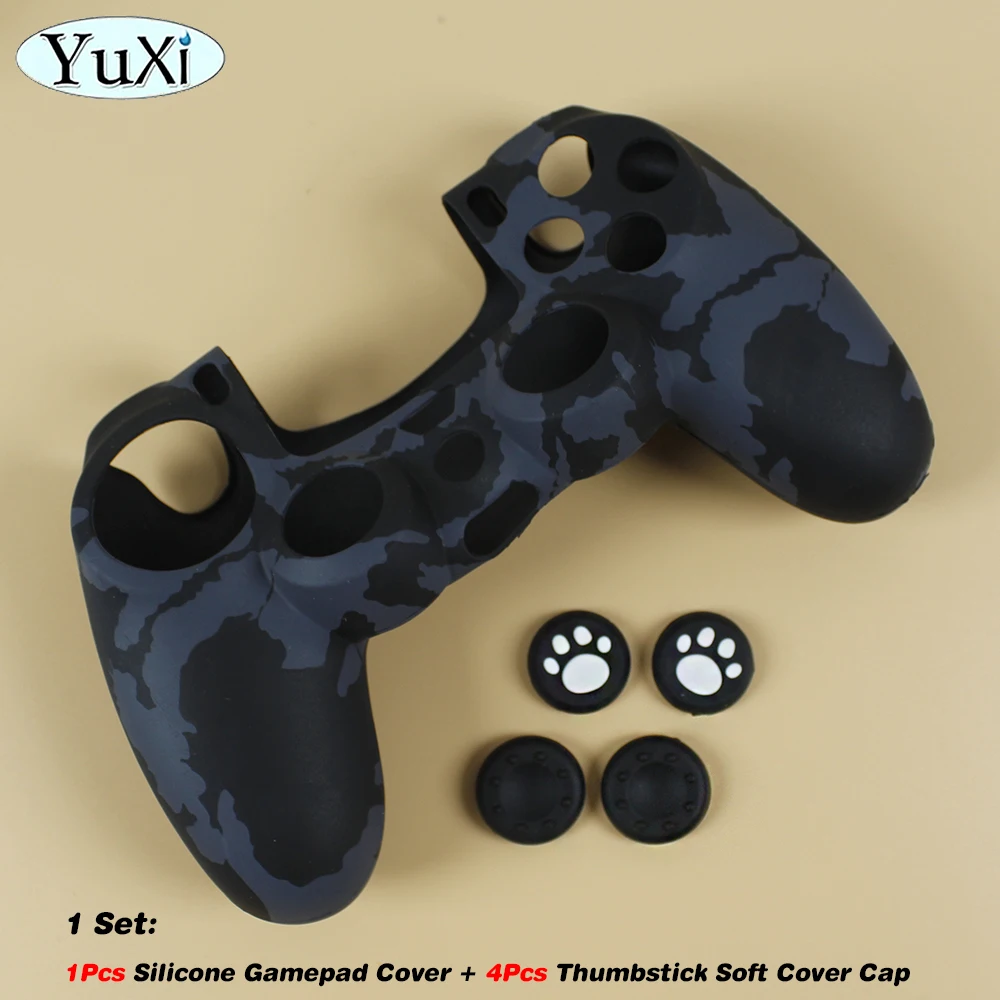 1Set Anti-slip Silicone Cover Skin For PS4 Thumbstick Grip Cap For PlayStation Dualshock 4 DIY Camouflage Gamepad Kit