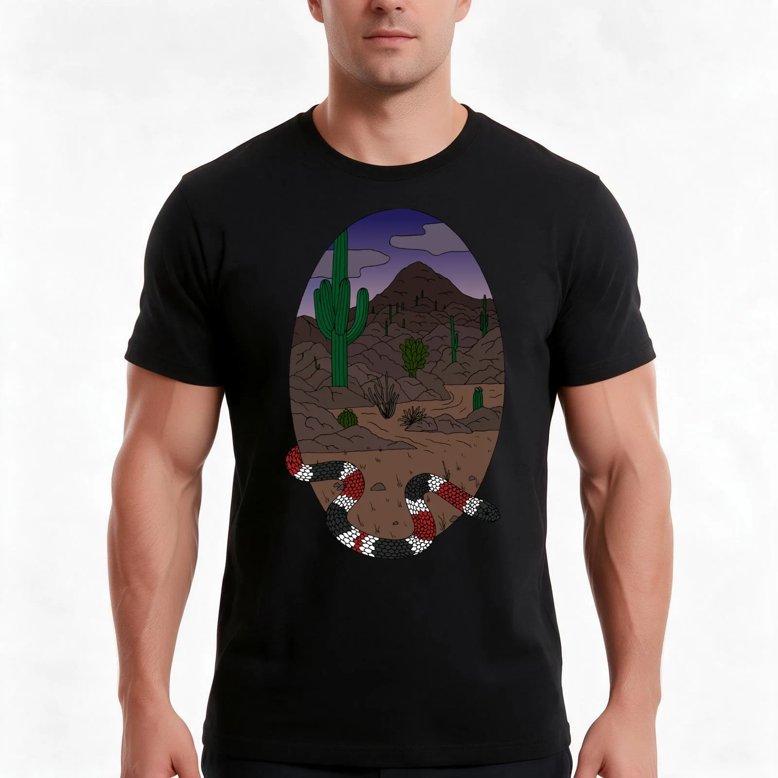 Sonoran Coral Snake (Micruroides euryxanthus) T-Shirt, Summer Casual Cotton Tee, Oversized Streetwear Tops, Unisex Men Women