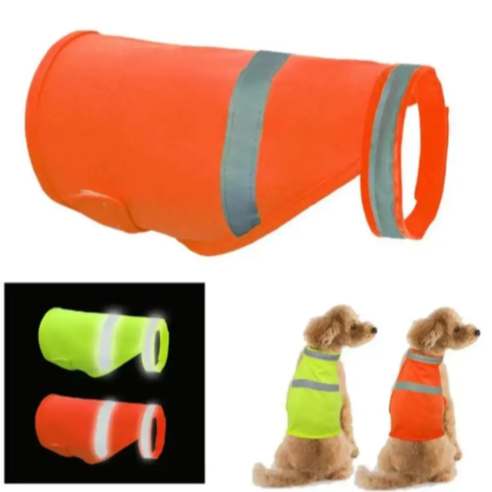Reflective Dog Safety Vest Adjustable Breathable Puppy Visibility Jacket Bright Orange Protective Pet Fluorescent Clothes