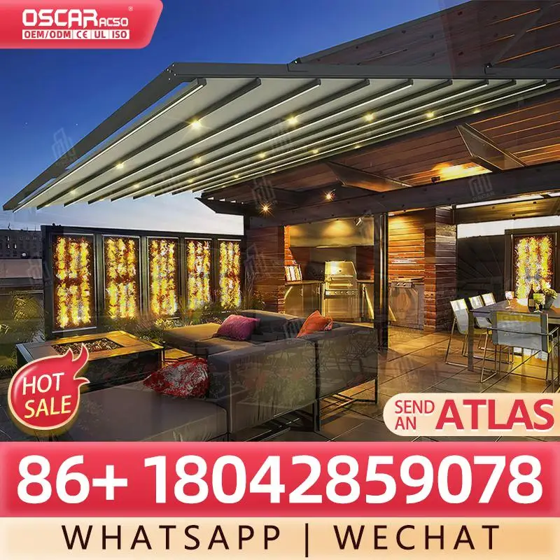 

Outdoor Electric Automatic Foldable Aluminum Canopy Retractable PVC Roof for Terraces Waterproof Use in Gardens Patios Retractab