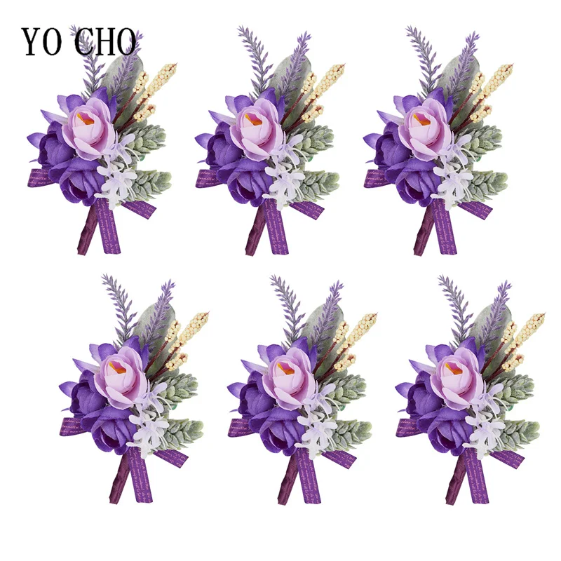 6PCS Wit Ivoor Rose Boutonniere voor Mannen Bruidegom en Beste Man Boutonnières met Kunstbloem voor Huwelijksceremonie Anniversar