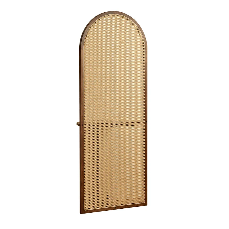 

retro entrance, screen partition, living room, solid wood rattan entry door, shelf entry door, simple and modern