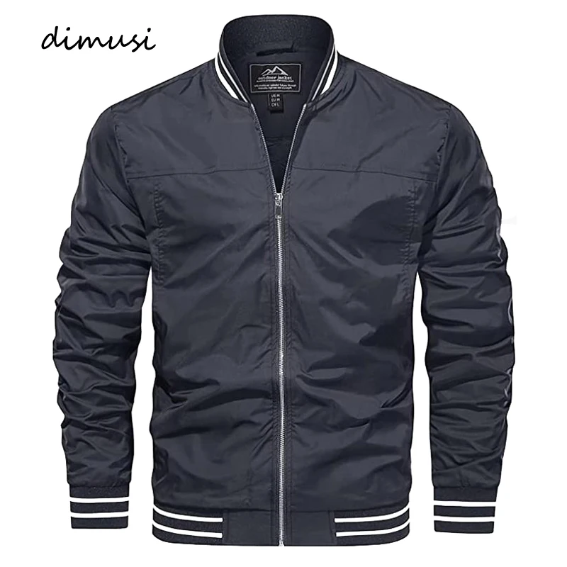 

DIMUSI Spring Men's Lightweight Jackets Casual Outdoor Windbreaker Bomber Coats Men Stand Collar Golf Wear Jackets Men Clothing