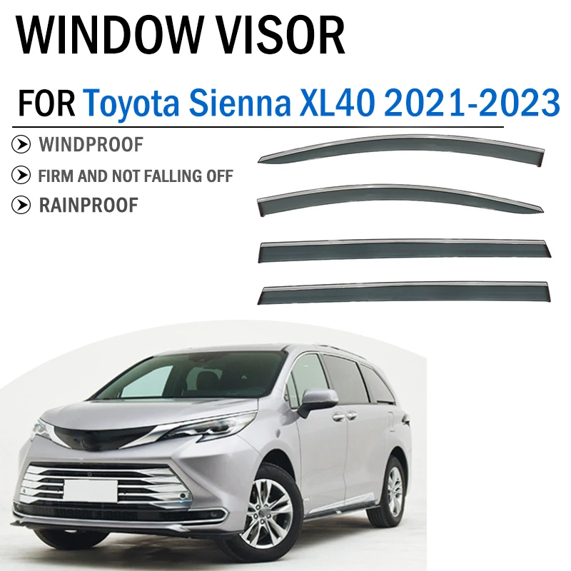 

FOR Toyota Sienna XL40 Window Visor Deflectors Visors Shade Sun Rain Guard Smoke Cover Shield Awning Trim Car Accessories