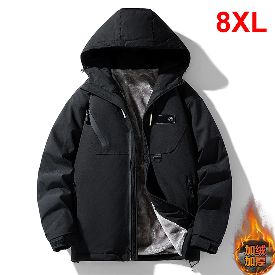 

Winter Fleece Jacket Men Plus Size 8XL Jackets Coats Fashion Casual Outerwear Male Winter Warm Jacket Big Size 8XL