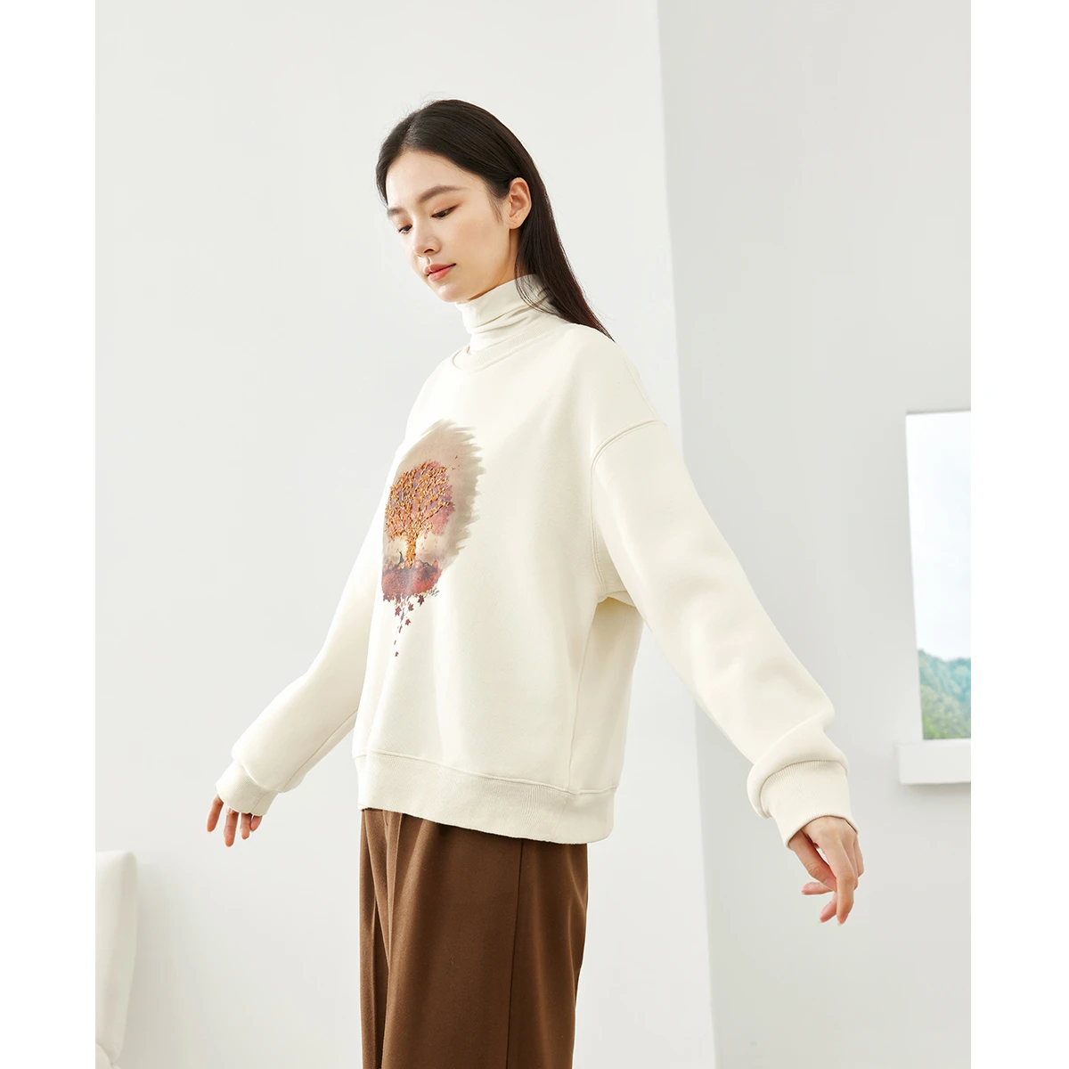 VIMLY 여성용 플리스 스웨트셔츠 겨울 2025 자수 라운드 넥 루즈핏 여성 스웨터 프린트 긴팔 캐주얼 니트 탑 M5630