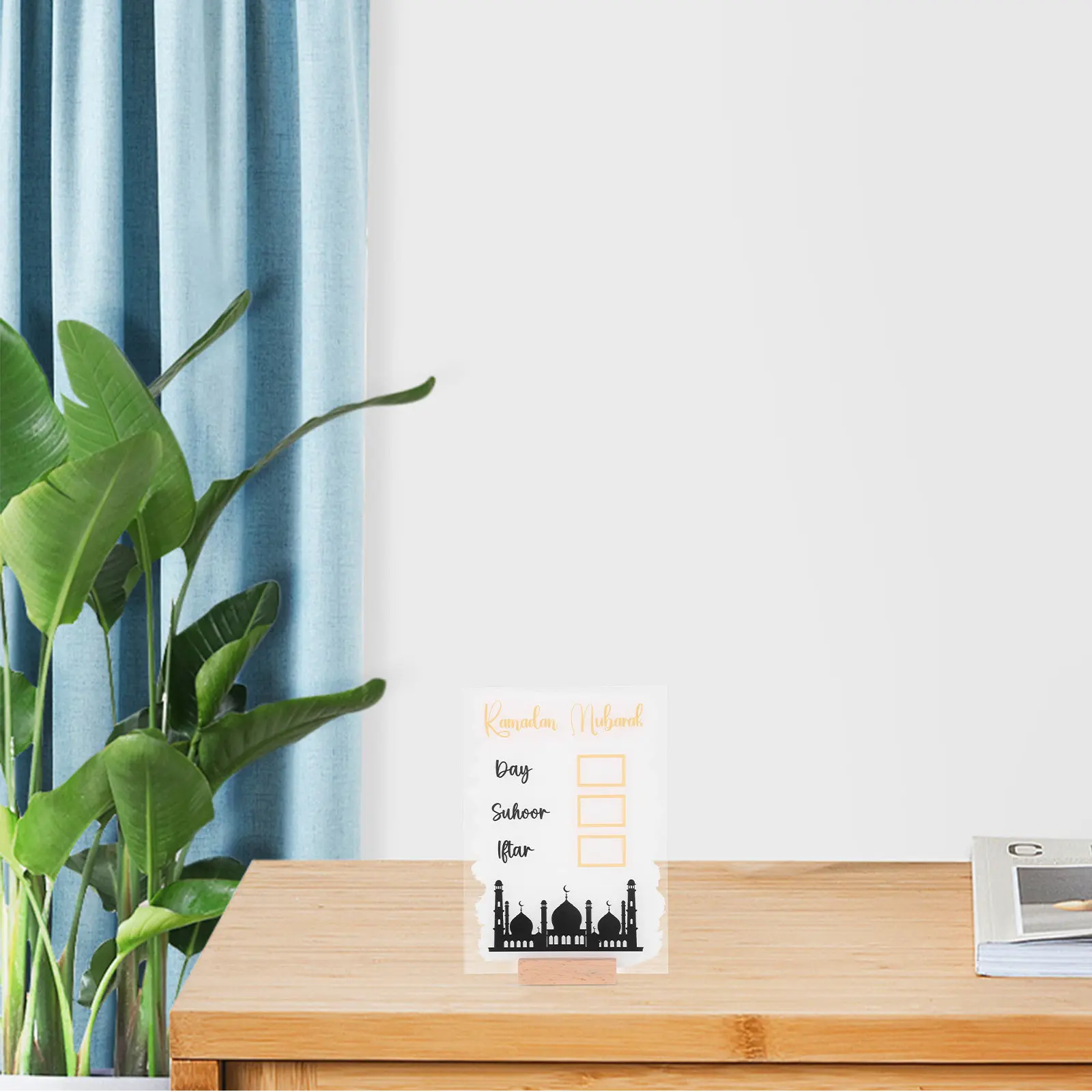 

Набор из 1 шт. Настольный вечный календарь с ручной росписью, акриловый дисплей для отображения месяца и даты, для украшения на Рамадан и Ид Мубарак, для офиса и дома