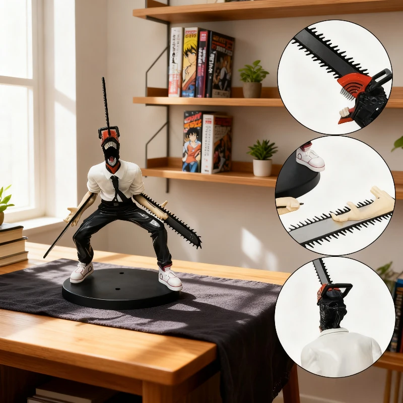 جديد أنيمي بالمنشار رجل دينجي دمية بشرية يجلس تمثال الكرتون سطح المكتب لعبة لغرفة النوم #2