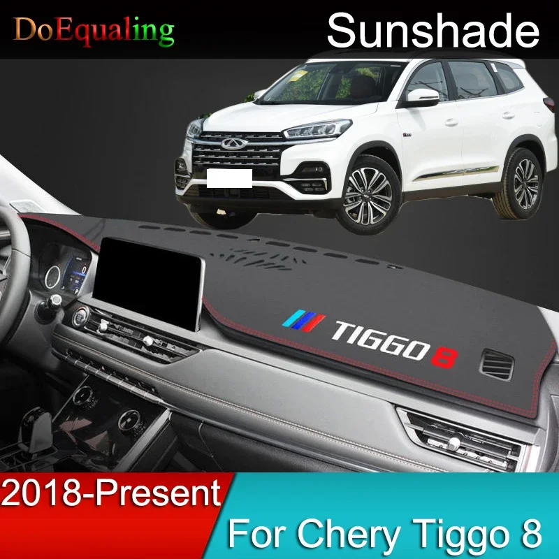 For Chery Tiggo 8 2022 2021 2020 Car Front Dashboard Sunshade Carpet Center Console Anti-Glare Pad Microfiber Leather Mouldings