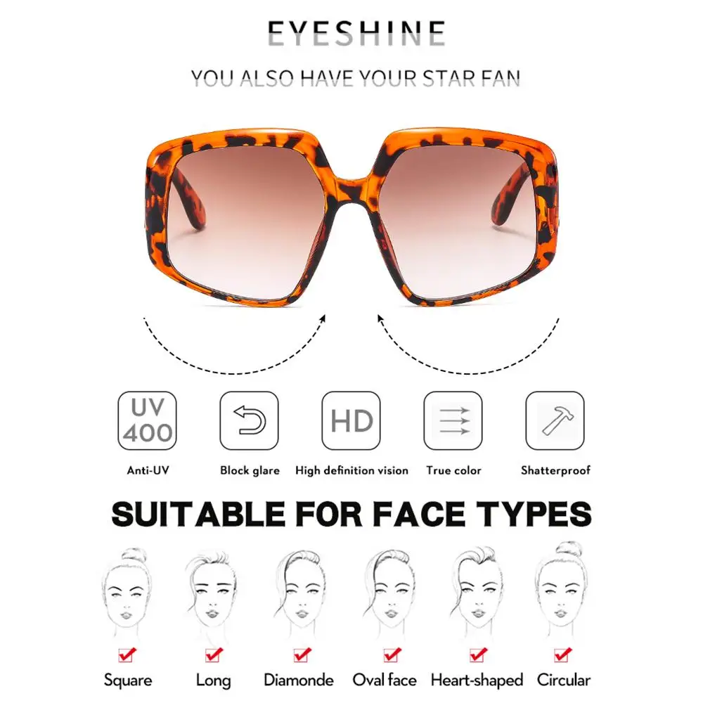 Women\'s Oversized Sunglasses Square Sun Glasses Shades Goggle  Big Frame Large Fashion Trendy Vintage UV400