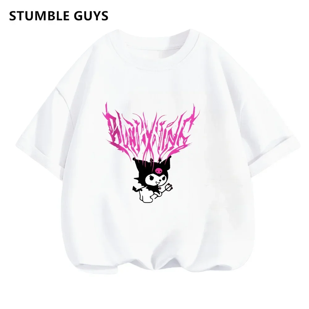 Kawaii Kuromi Tshirt Kids Manga Japanese Anime Children Kuromi T-shirt Kids Clothes T shirt Y2k Women Tops Tee Boys Girls Tee