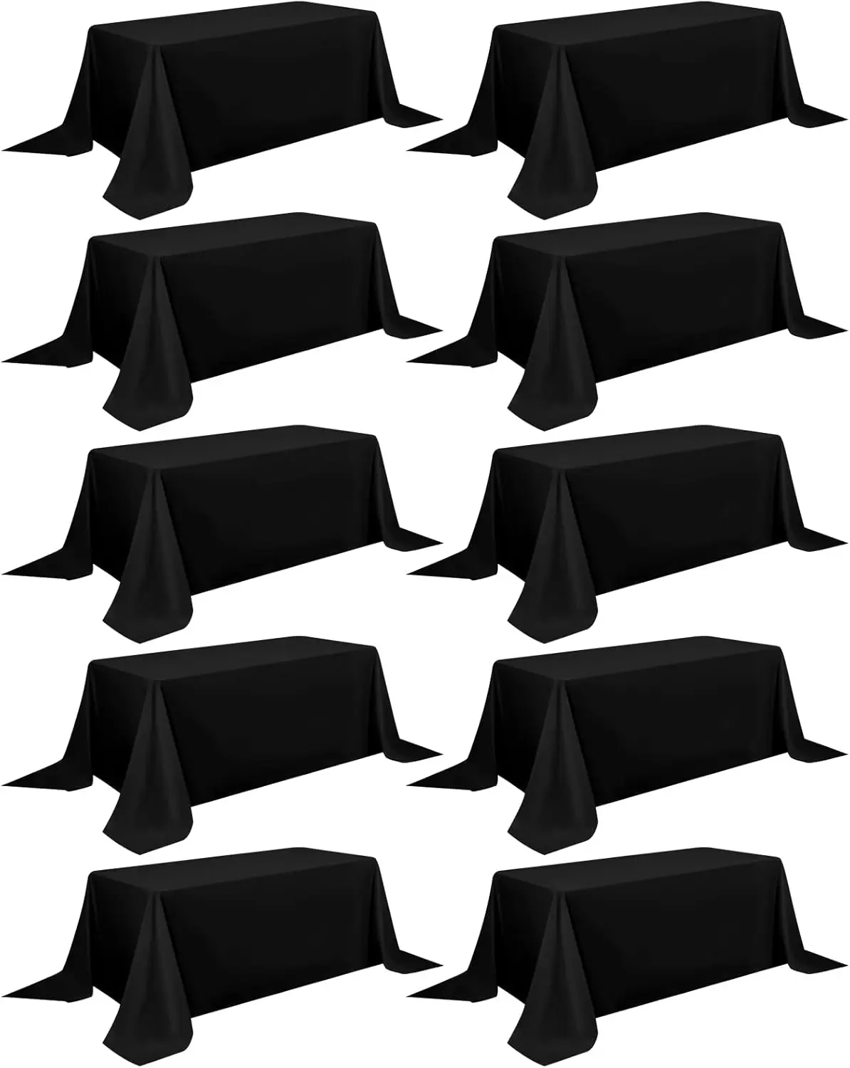 

10 Packs Black Polyester Tablecloth 90 x 156 inch Rectangle Table Cloth for 8 Foot Tables Wrinkle Resistant Washable Fabric