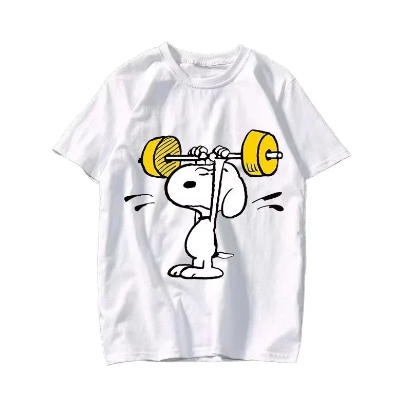 2025 New Snoopy Printing Cotton T-shirt Animation Cartoon Men and Women with The Same Loose Pure Cotton Cute Pure Cotton Top image 2