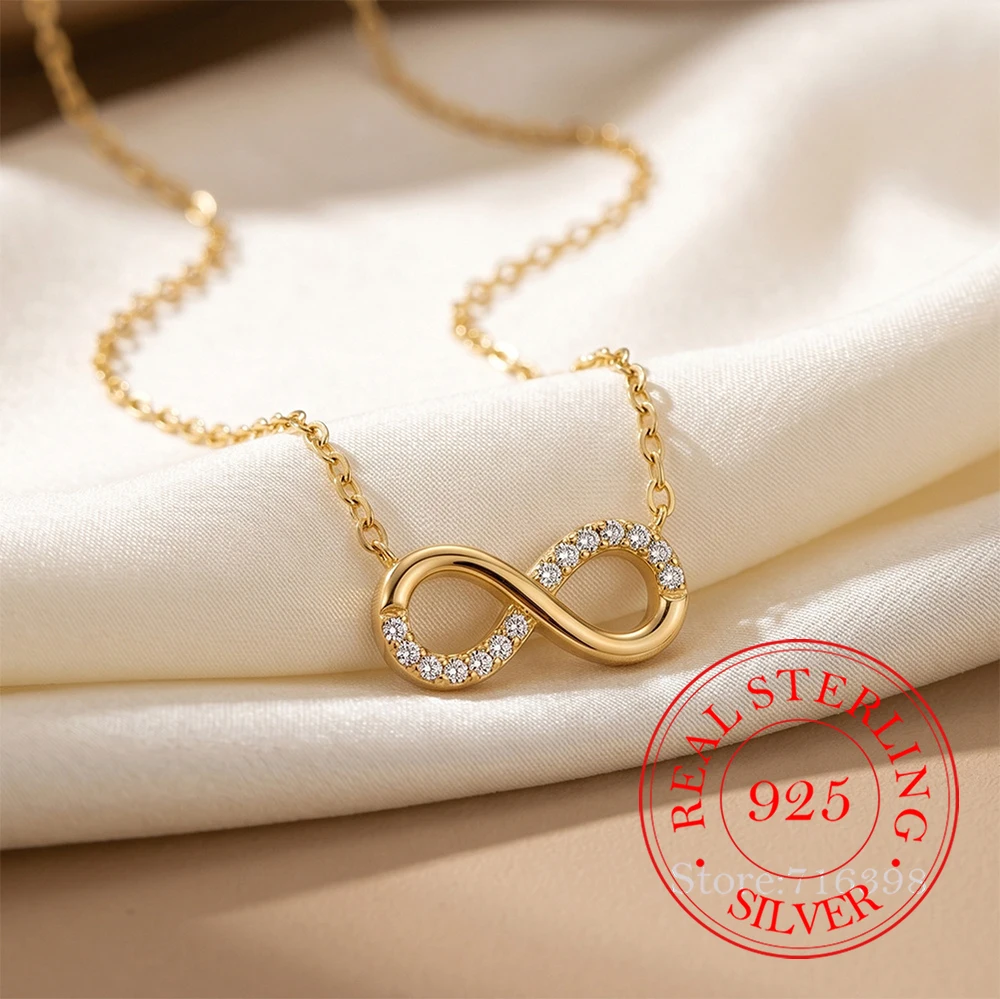 925 Sterling Silver Jewelry Luxury Crystal Geometric Necklace Pendant for Women Wedding Party Jewelry for Girls Friend Gift