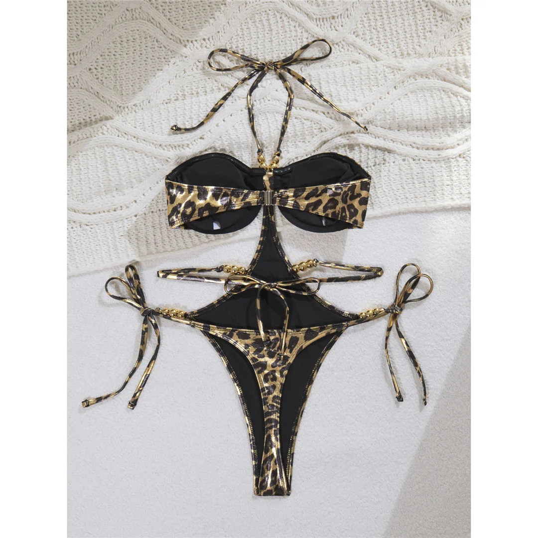 Neuer Badeanzug mit Leopardenmuster, Neckholder-Ausschnitt, Damen-Badeanzug, einteiliger Badeanzug, Damen-Badeanzug mit hohem Beinausschnitt, Monokini, Badebekleidung, Badeanzug, V8317 – Detail 7