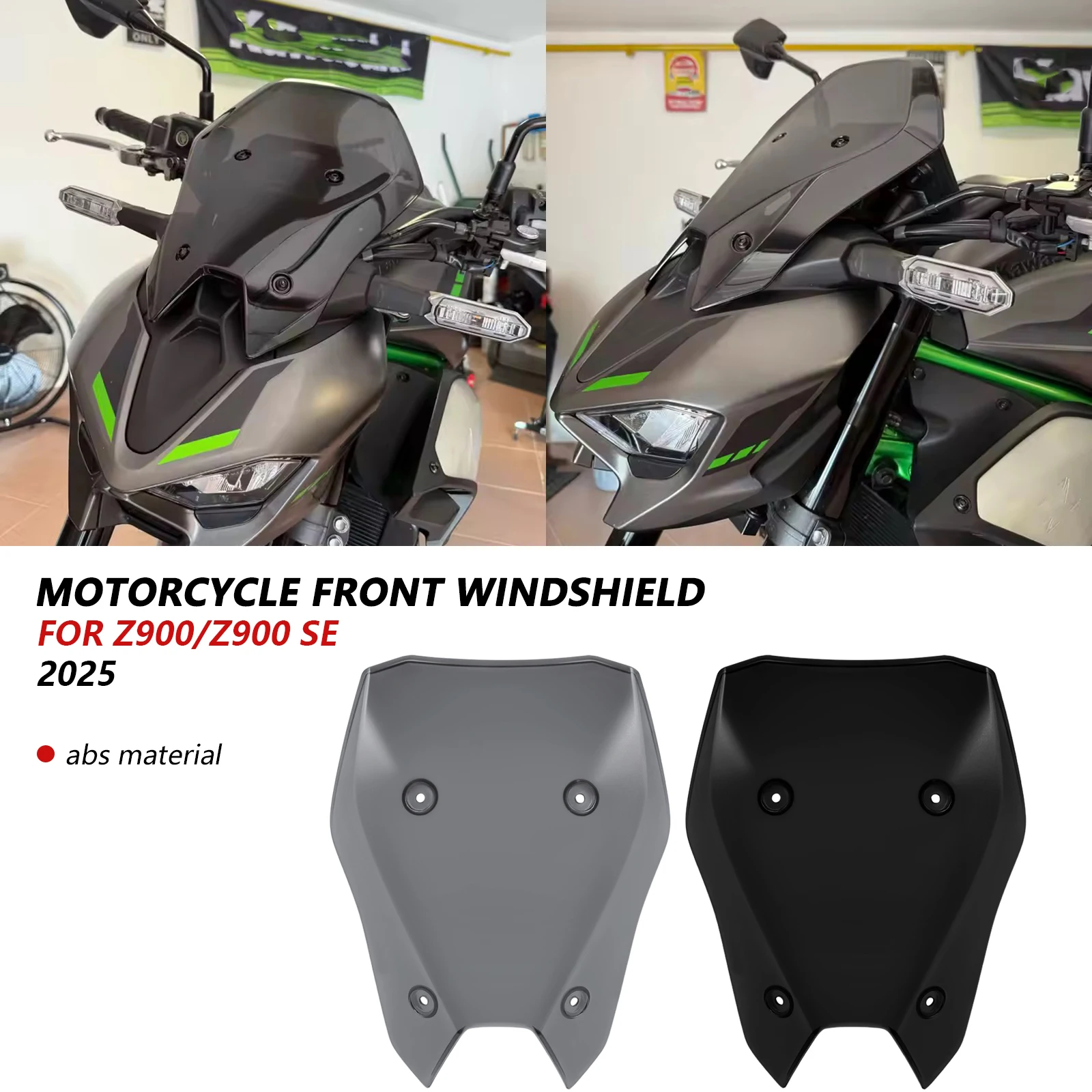 For Z900 Z900SE Z900 SE 2025 Motorcycle Acrylic Windshield WindScreen Smoke Black Transparent Screen Accessories