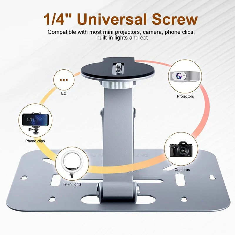 Универсальный кронштейн для проектора, регулируемая подставка 3-в-1 с винтами 1/4 дюйма, подходит для стены, потолка, рабочего стола