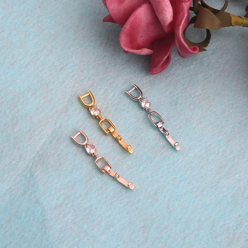 5x Armband-Verlängerungsschließe, umklappbare Halsketten-Verlängerung, Kristall für Strass-Verlängerung, plattierte Verlängerungsverschlüsse für Schmuck – Detail 3