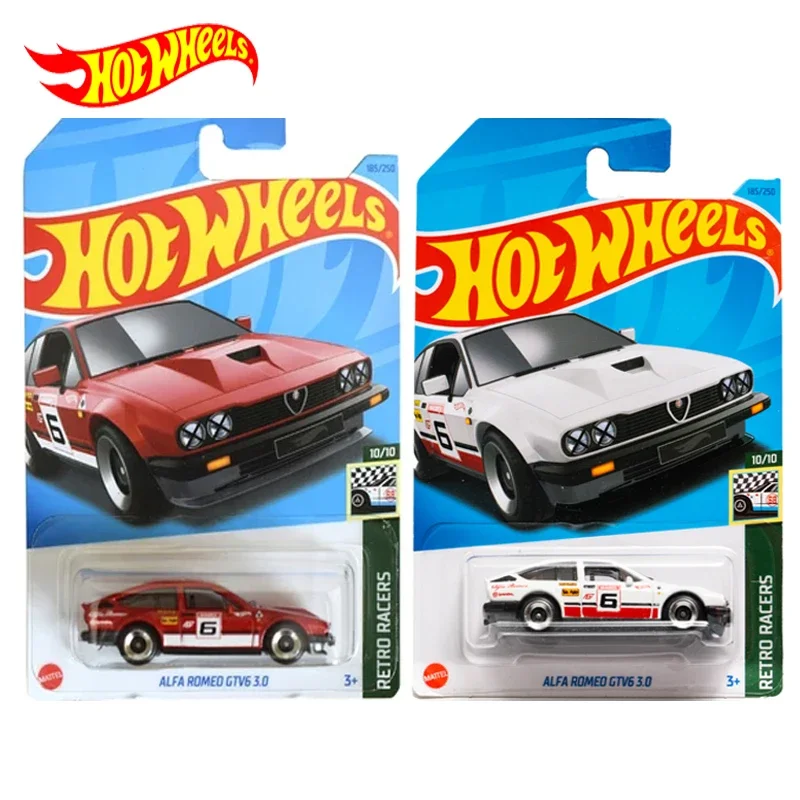 2023 Original Hot Wheels Car Retro Racers 1/64 Diecast Carro Alloy Model Alfa Romeo GTV6 C4982-185/250 Kids Toys for Boys Gift