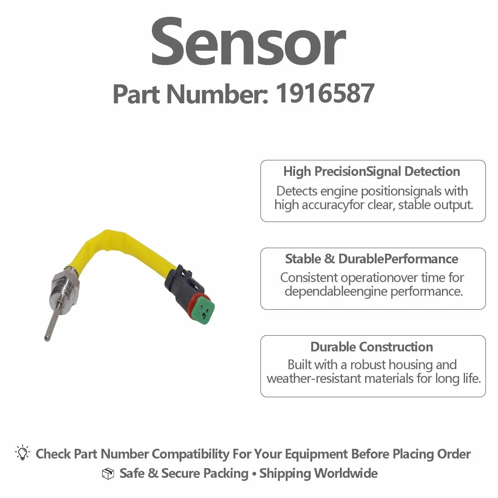 191-6587 1916587 2-Pin Temperature Sensor For Caterpillar CAT IT62G II IT38G II Integrated Tool Rack