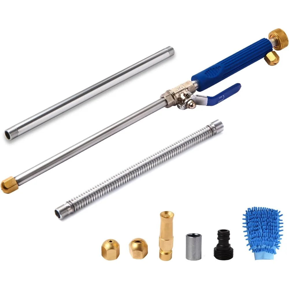 

High Pressure Power Washer Wand, Hydro Jet Water Wand Pressure Sprayer,Flexible Garden Watering Wand with 3 Hose Nozzle Universa