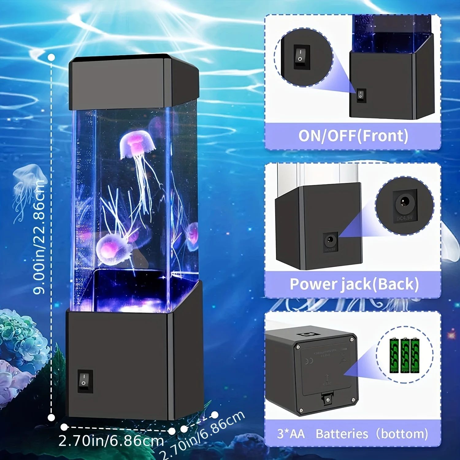 Quallen Lampe USB angetrieben Aquarium Nachtlichter, 16 Farbwechsel LED Gelee-Fisch Lampe für zu Hause Schlafzimmer Büro dekorativ