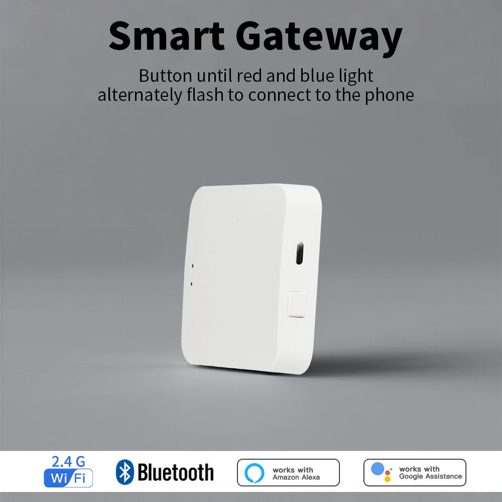 Funciona com o Gateway Bluetooth Tuya WiFi 2.4GHz, Hub de Casa Inteligente, APP Smart Life, Compatível com Alexa e Google Home