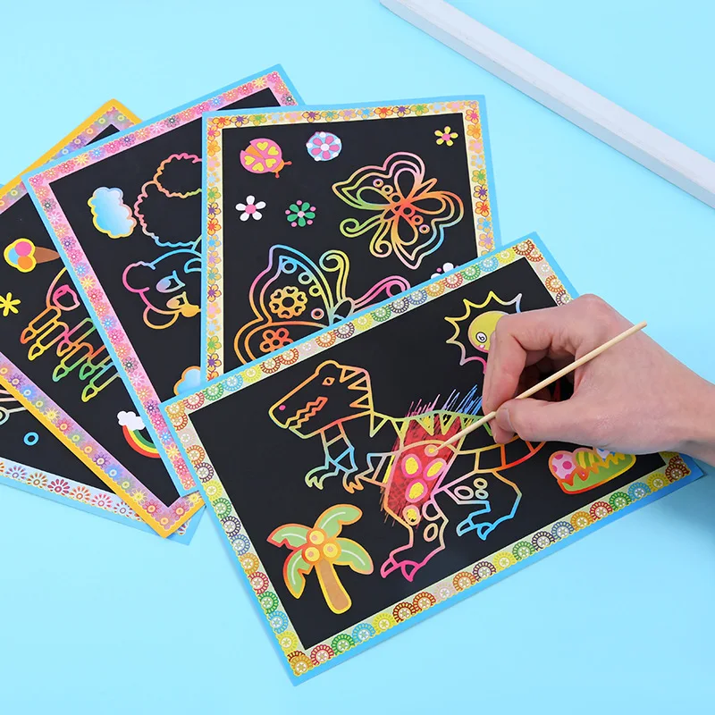 Kras Kunst Papier Magisch Schilderij Papier Met Tekenstok Voor Kinderen Speelgoed Tekening Speelgoed Verjaardag Kerstcadeau Voor Jongens Meisjes
