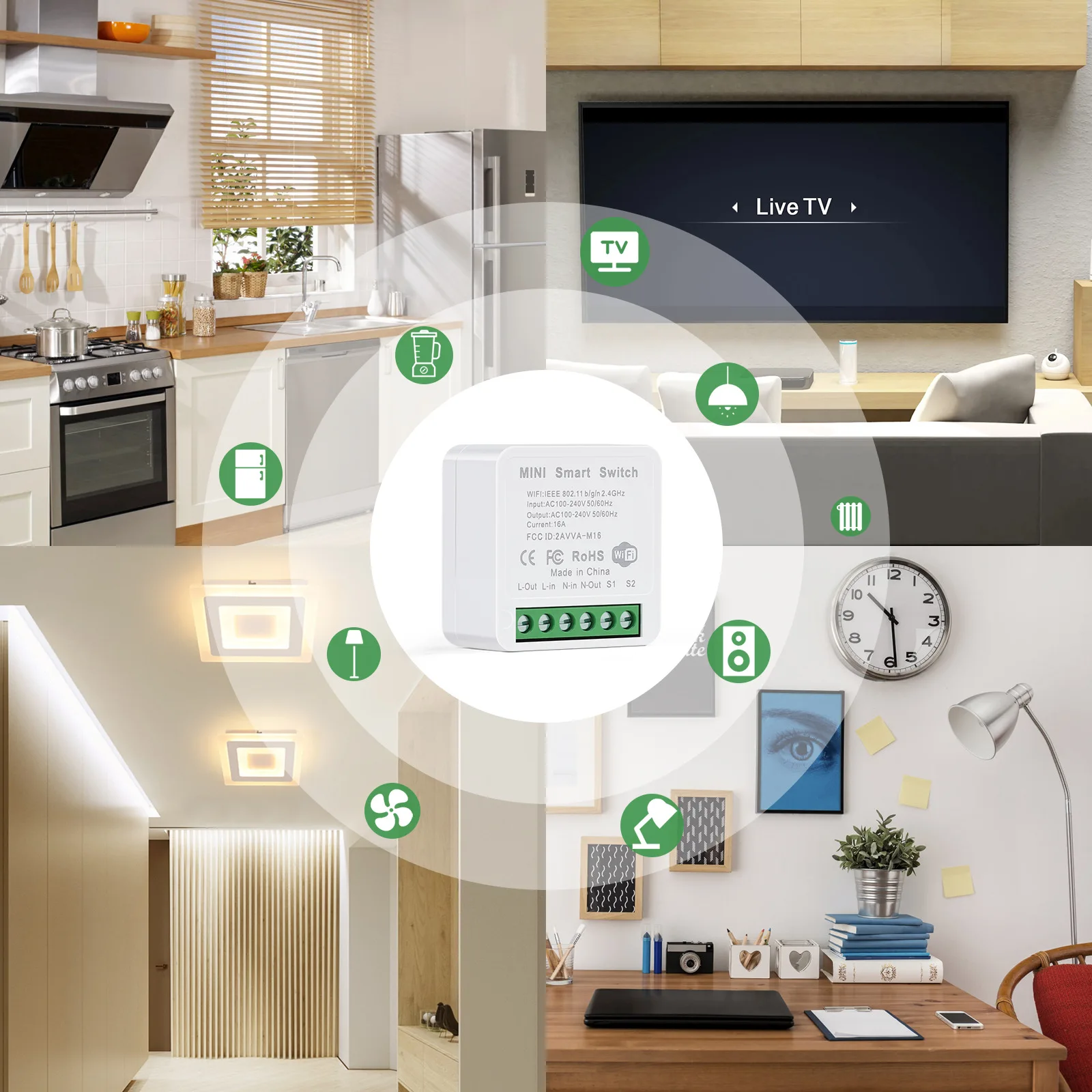 Zigbee WIFI Mini Smart Switch DIY 16A 2 Way Control Breaker Via Alexa Alice Google Home Tuya Smart Life Ewelink Cozylife Homekit